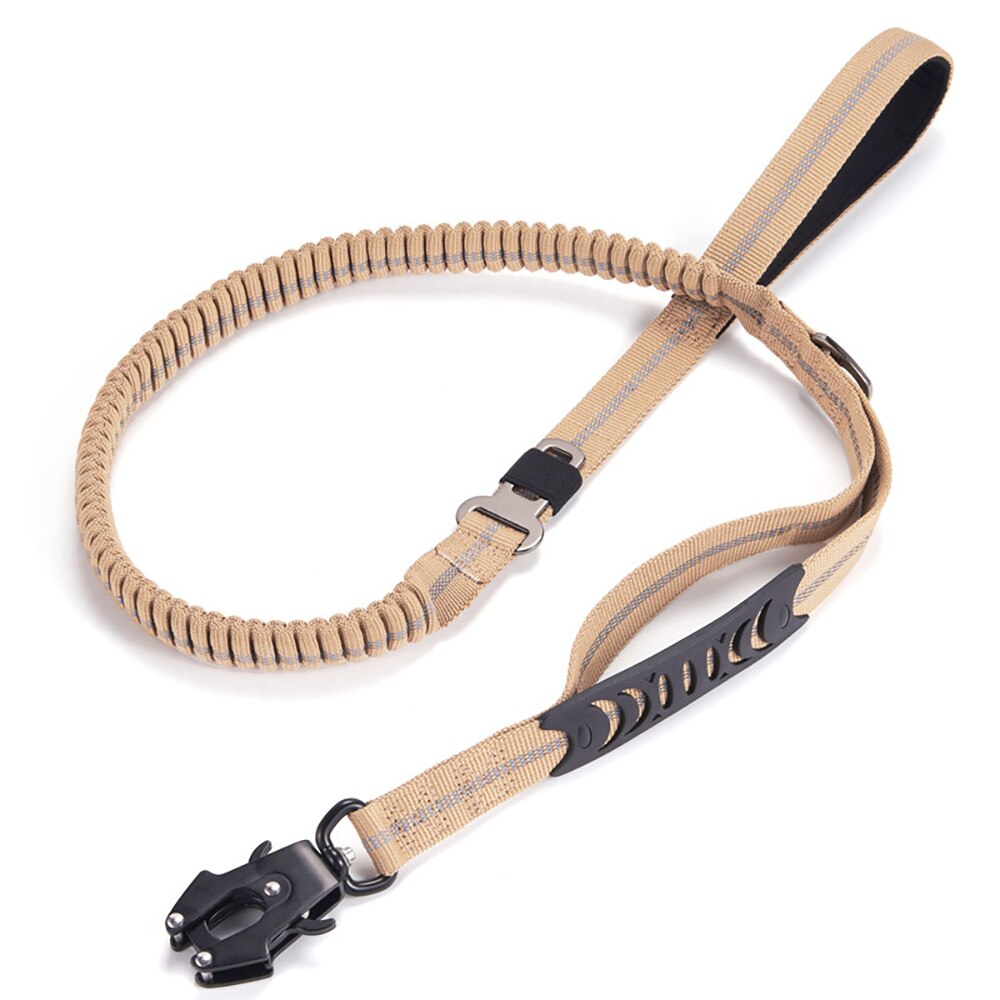Heavy Duty Tactical Bungee Dog Leash Reflective Shock Absorbing Leashes with Car Seatbelt