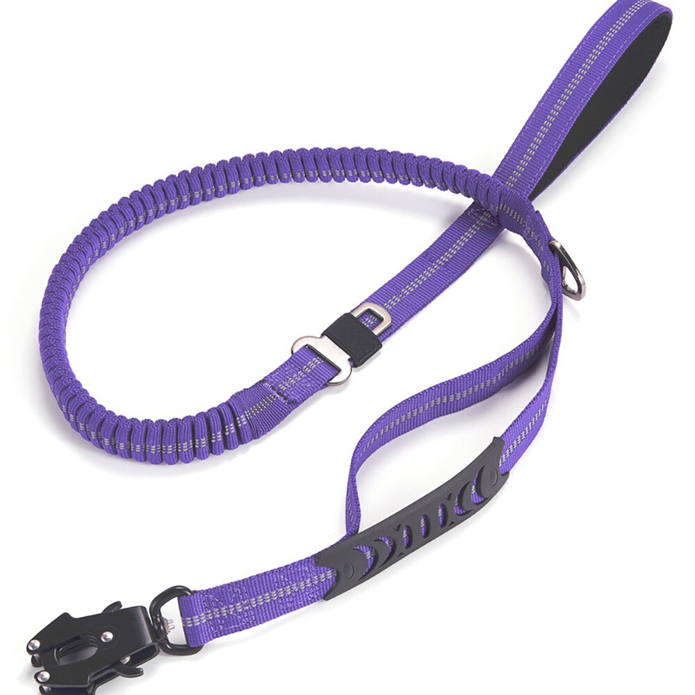 Heavy Duty Tactical Bungee Dog Leash Reflective Shock Absorbing Leashes with Car Seatbelt