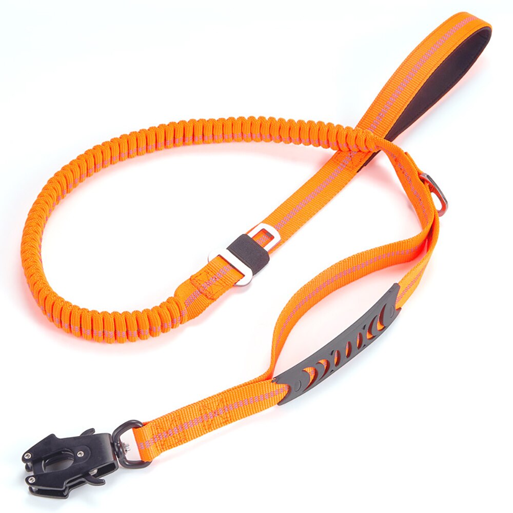 Heavy Duty Tactical Bungee Dog Leash Reflective Shock Absorbing Leashes with Car Seatbelt