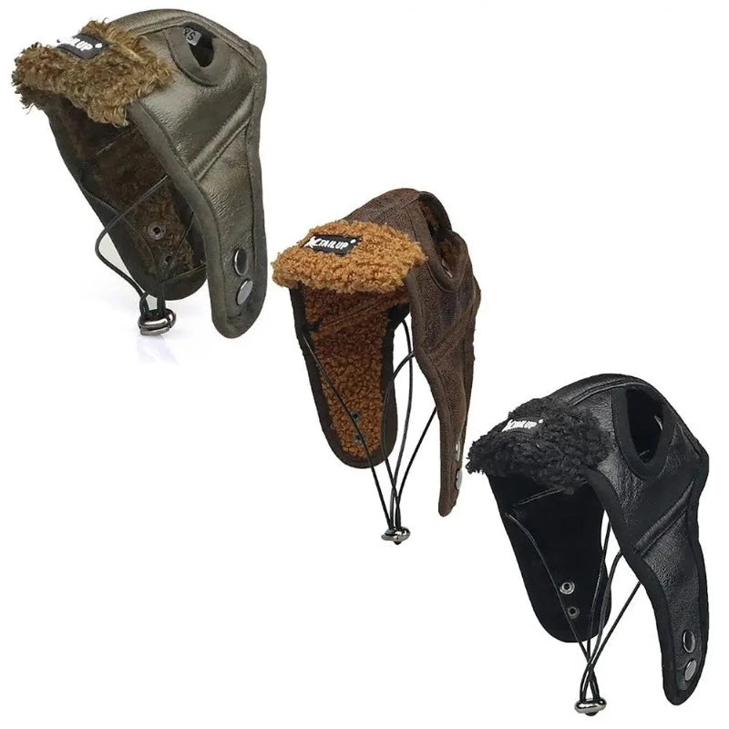 Warm Dog Pilot Hat Leather Pet Dog Cap