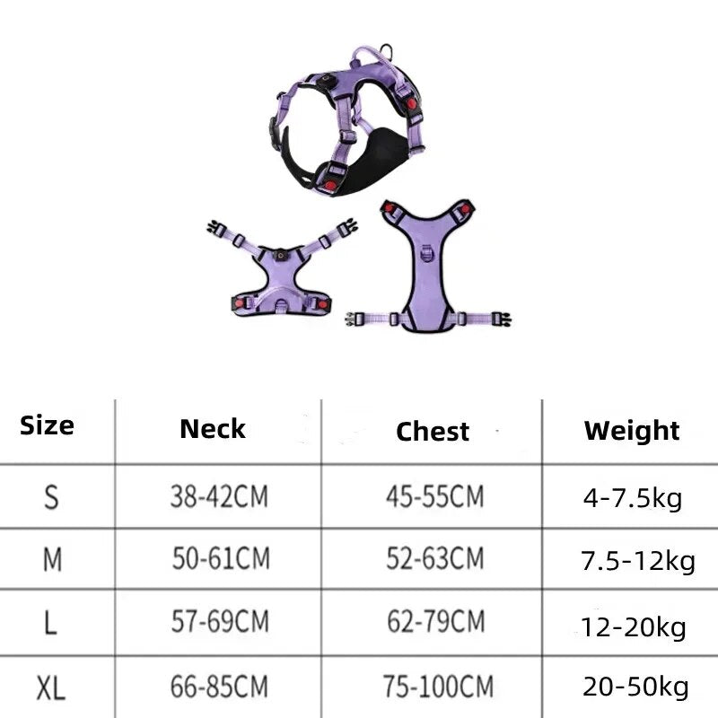 LED No Pull Dog Harness Reflective Pet Harness 2 Leash Dog Vest