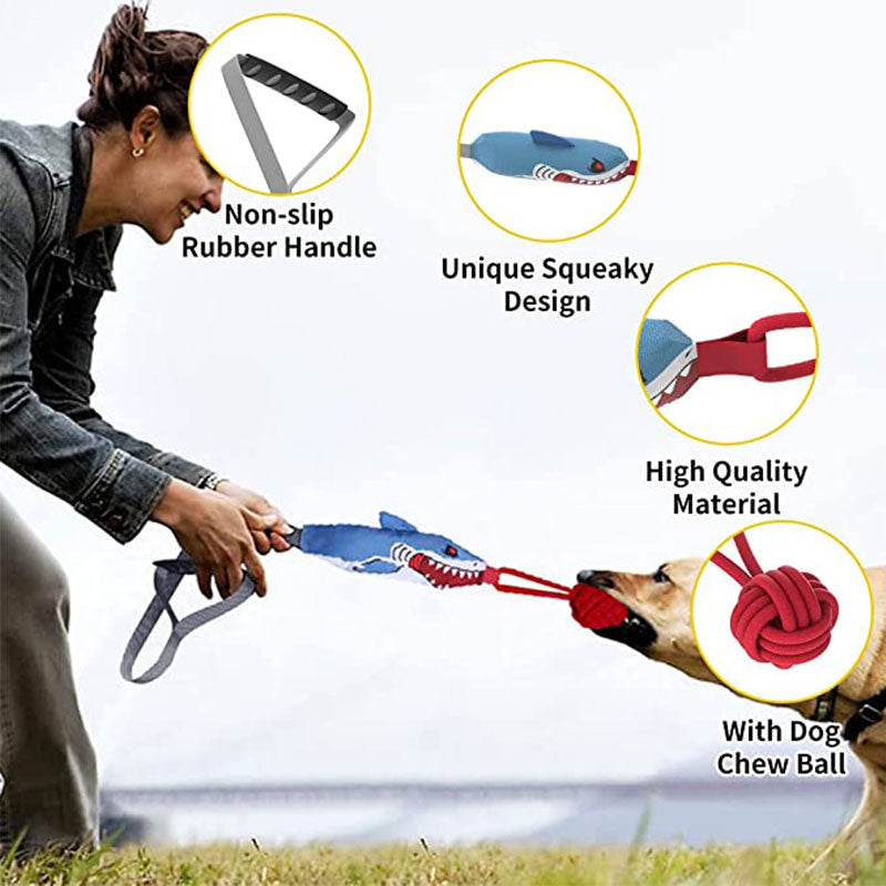 Large Dog Tug of War Interactive Squeak Toys With Strong Handles Ball