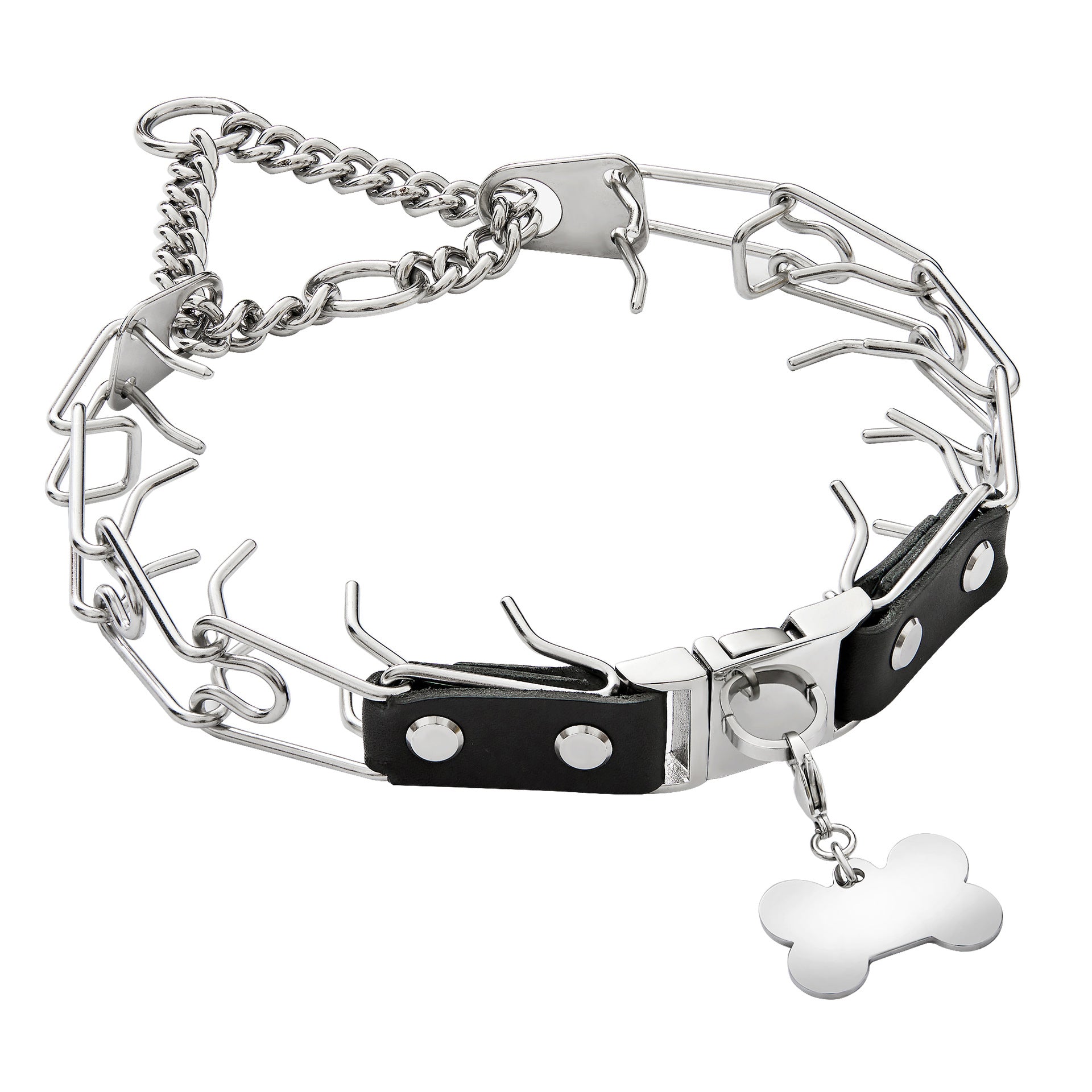 Premium Stainless Steel Rivet Prong Dog Training Collar Heavy Duty Dog Collar