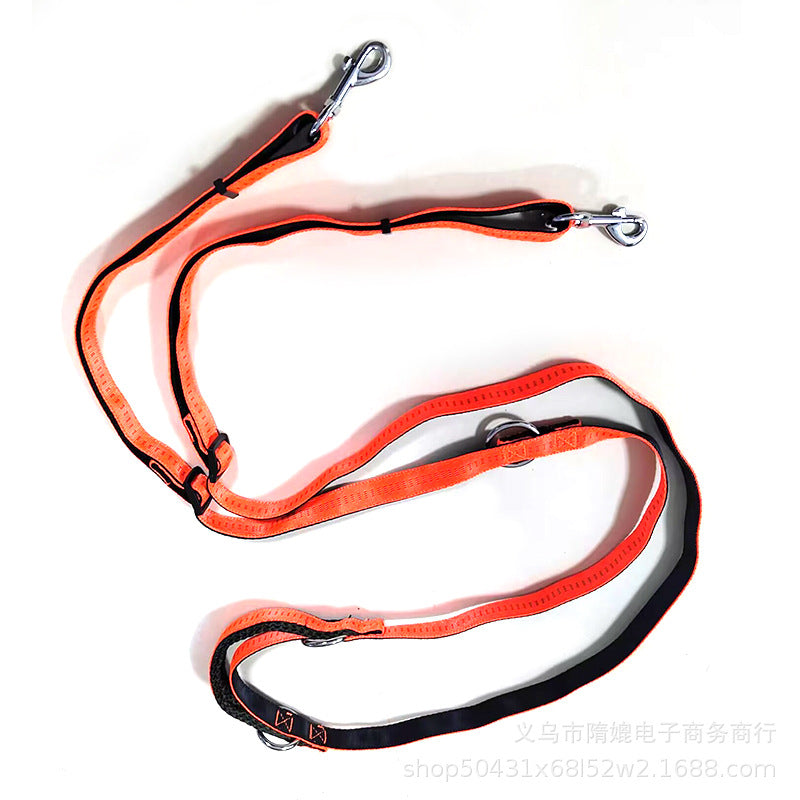 Multifunctional Jean Cloth Dog Leash Adjustable Length Free Hands Double Heads Leash