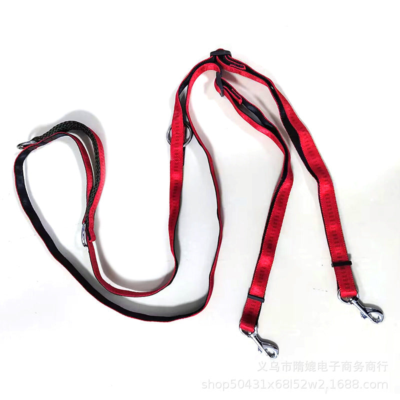 Multifunctional Jean Cloth Dog Leash Adjustable Length Free Hands Double Heads Leash