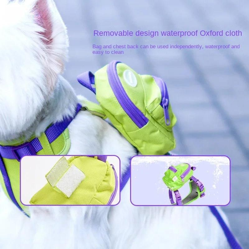 Dog Hand Holding Rope Chest Strap Suit Vest with Bag