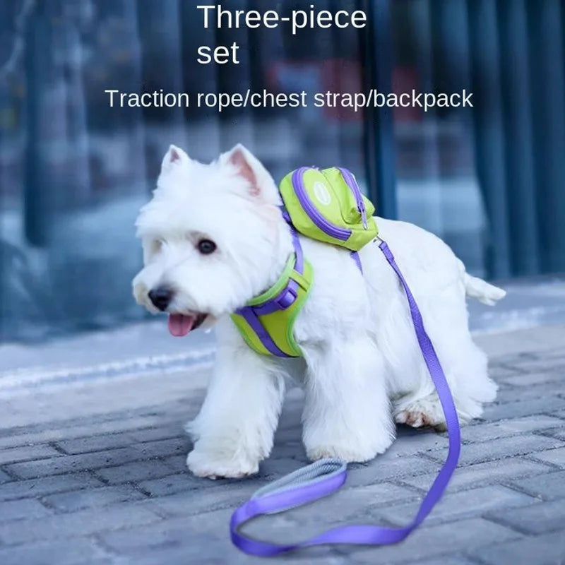Dog Hand Holding Rope Chest Strap Suit Vest with Bag