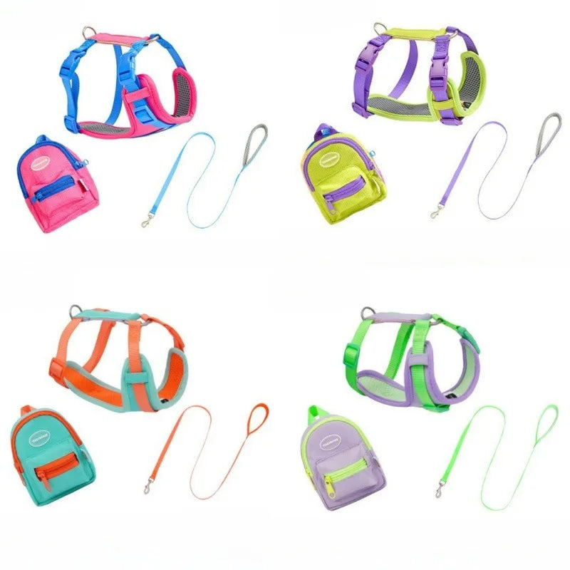 Dog Hand Holding Rope Chest Strap Suit Vest with Bag