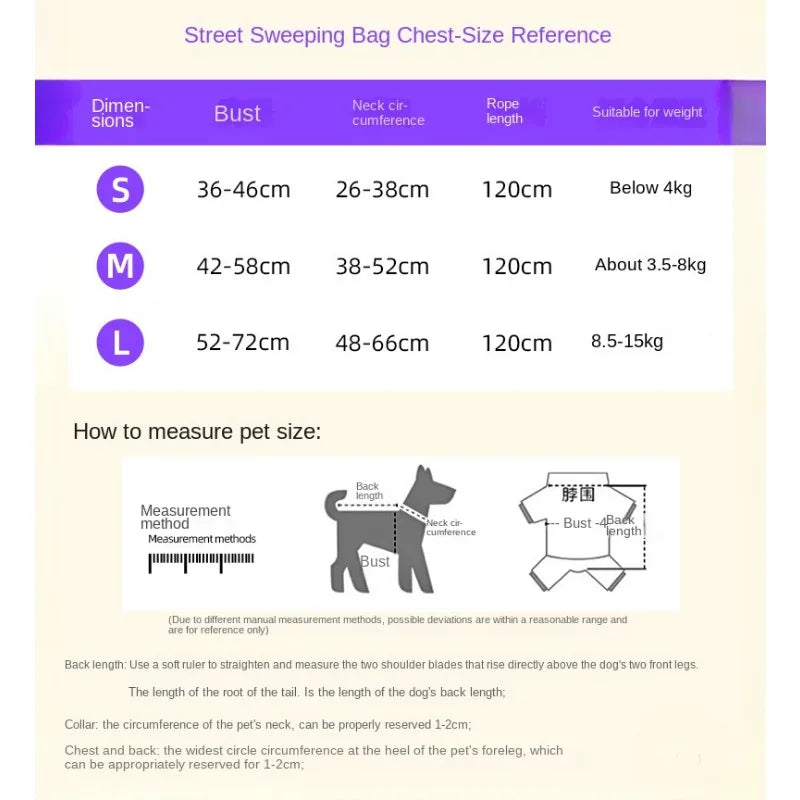 Dog Hand Holding Rope Chest Strap Suit Vest with Bag