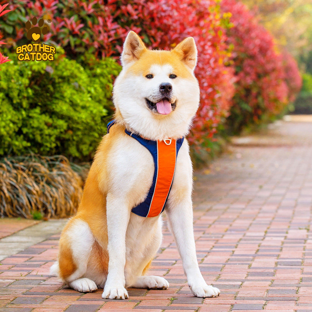 Nylon Dog Harness With Storage Bag Outdoor Adventure Safety Reflective Dog Vest