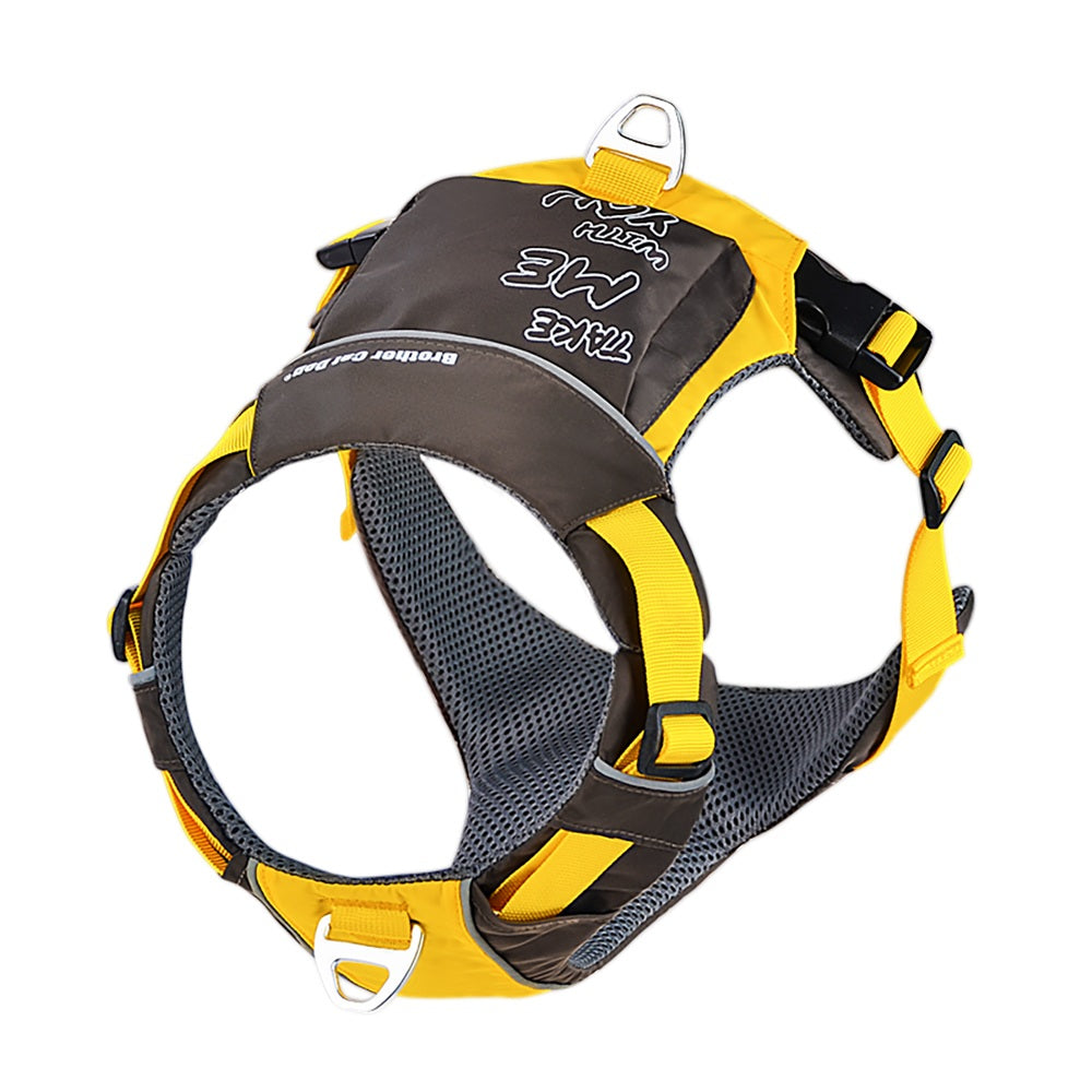 Nylon Dog Harness With Storage Bag Outdoor Adventure Safety Reflective Dog Vest