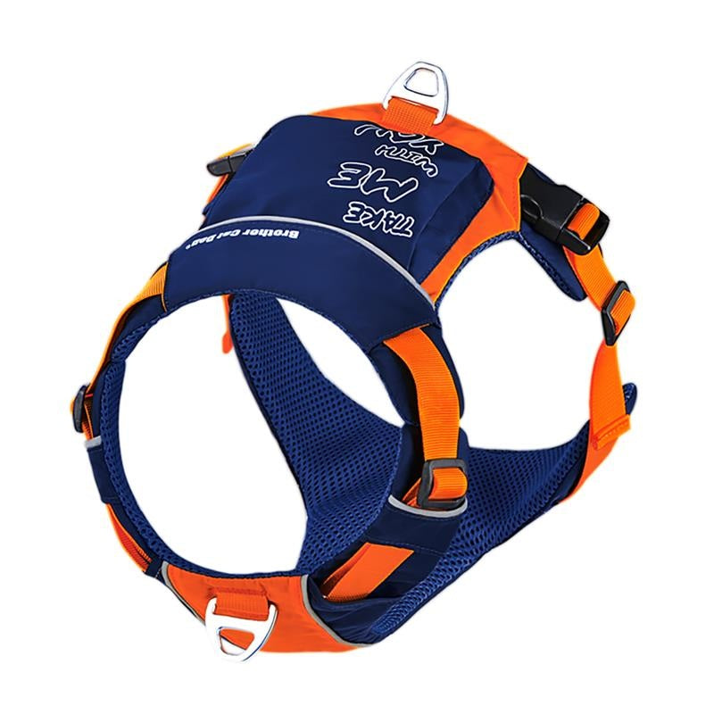Nylon Dog Harness With Storage Bag Outdoor Adventure Safety Reflective Dog Vest
