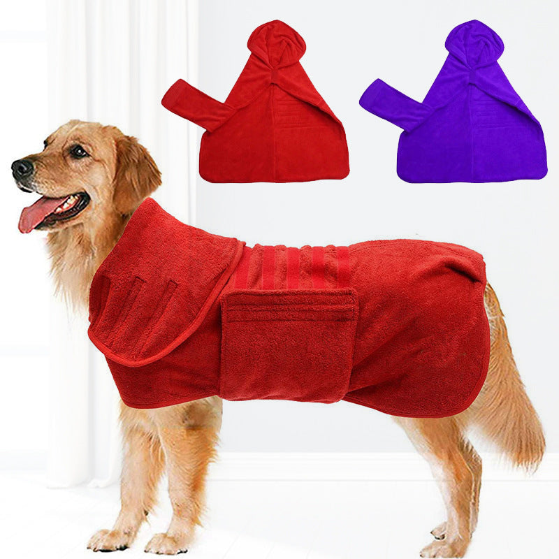 Dog Bathrobe Towel Absorption Quick-dry Adjustable Comfortable Super Absorbent Pet Bathrobe