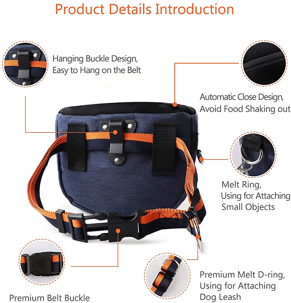 Outdoor Dog Treat Bag Pet Dog Training Large Capacity Detachable Hands-Free Waist Bag