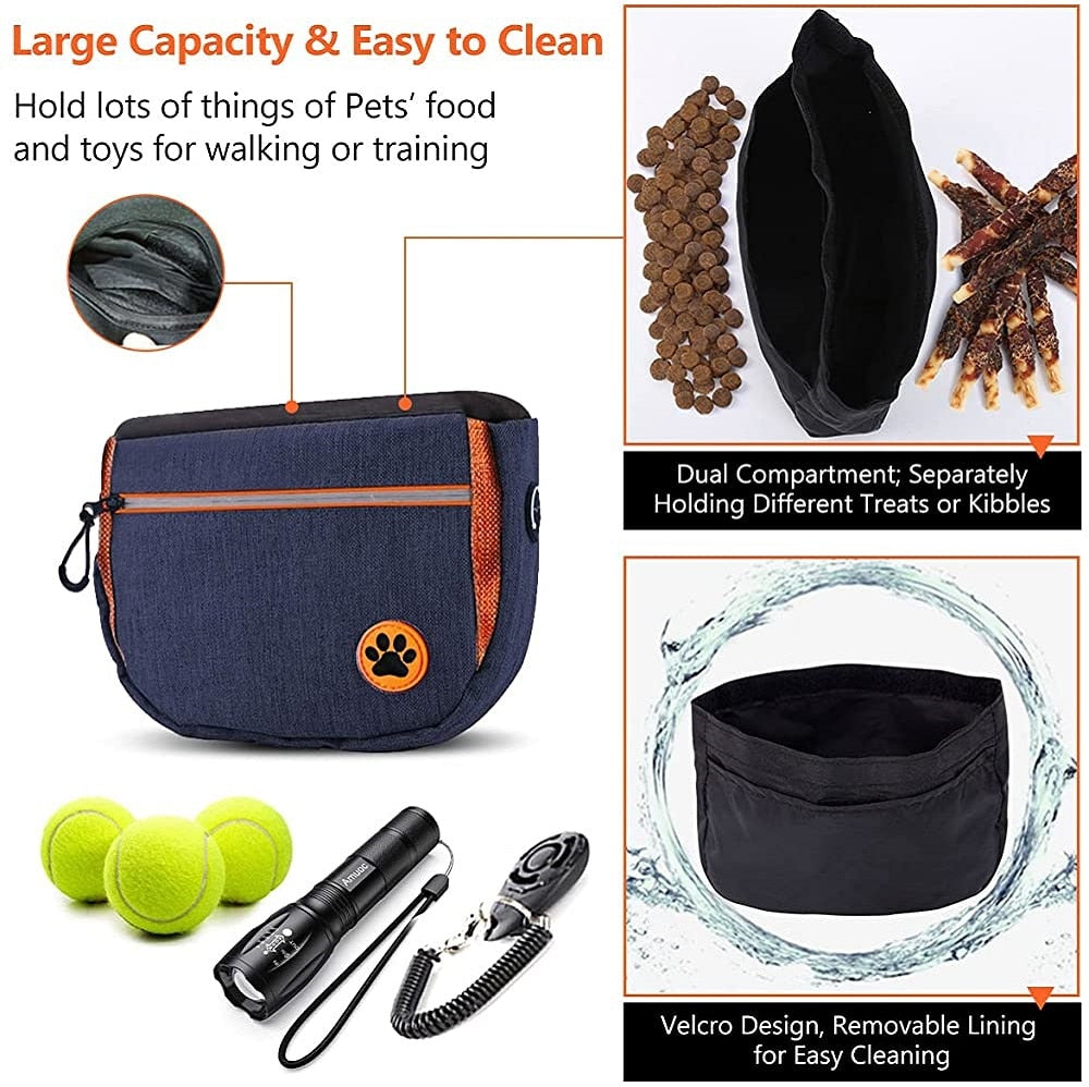 Outdoor Dog Treat Bag Pet Dog Training Large Capacity Detachable Hands-Free Waist Bag