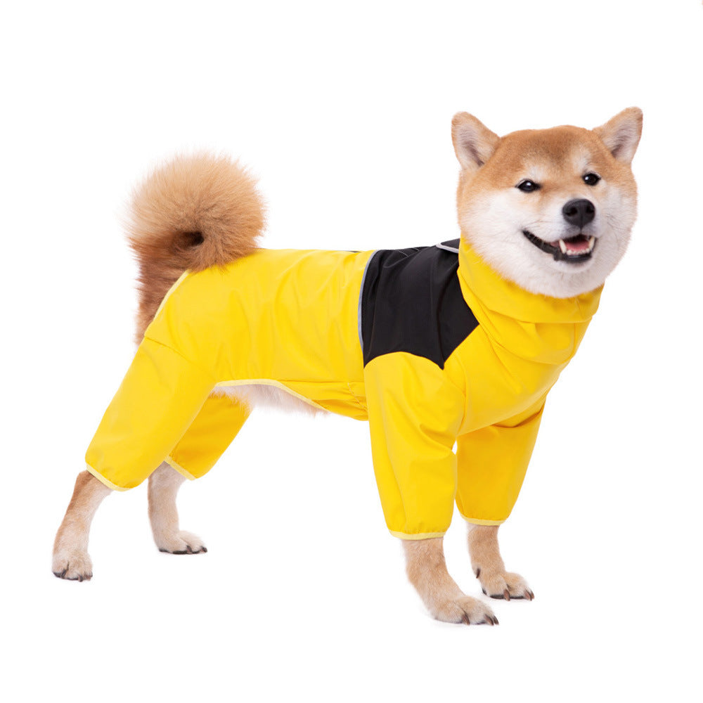 Outdoor Reflective Line Safety Four Legs Big Dog Clothes Waterproof Dog Raincoat