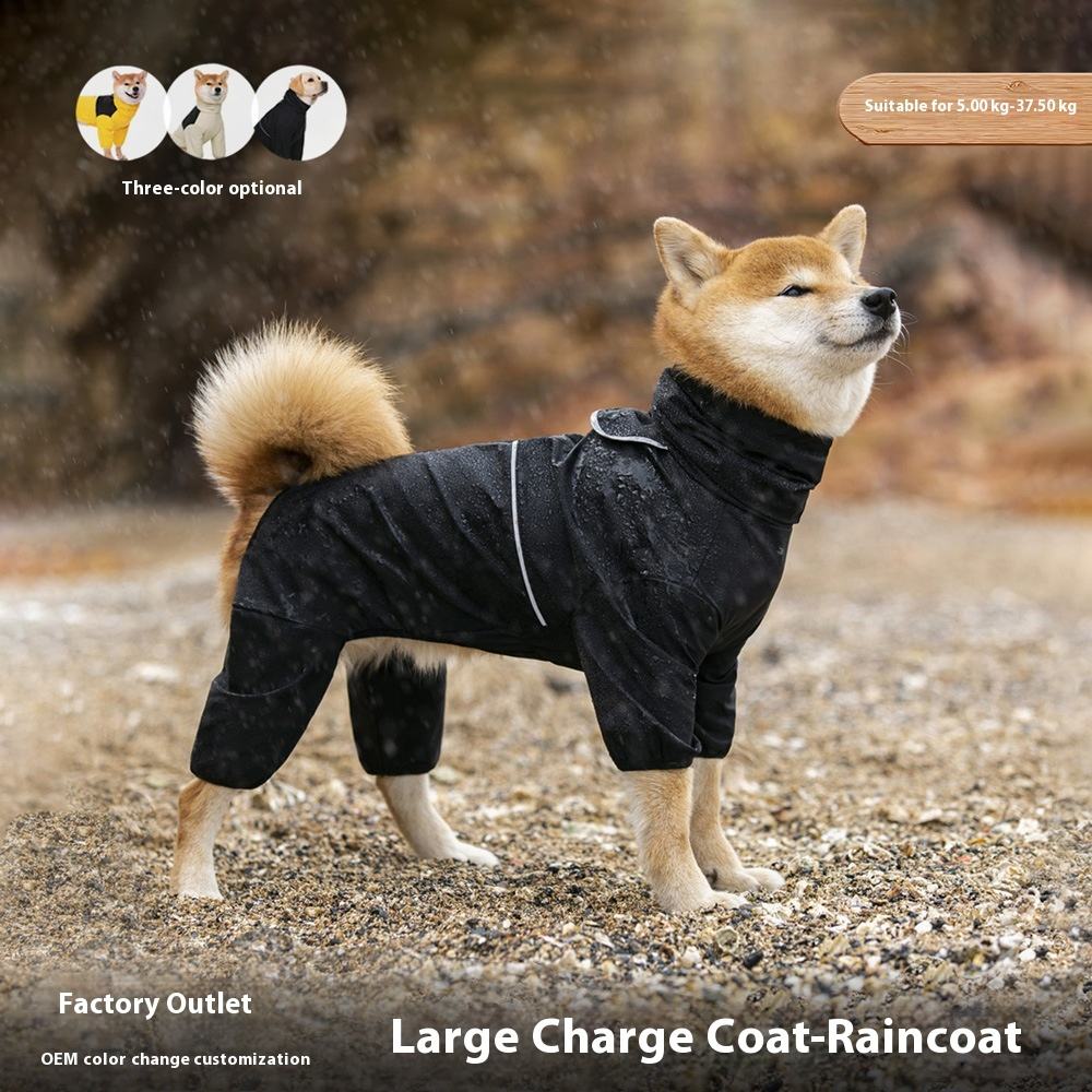 Outdoor Reflective Line Safety Four Legs Big Dog Clothes Waterproof Dog Raincoat