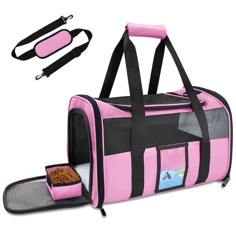 Pet Carrier Bags Transport Bag With Locking Safety Zippers Portable Outdoor Travel Handbag