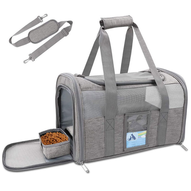 Pet Carrier Bags Transport Bag With Locking Safety Zippers Portable Outdoor Travel Handbag