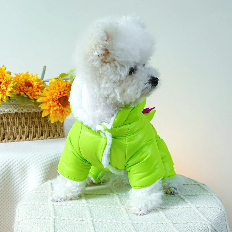 Thickened Warm Dinosaur Four legged Dog Fur Coat with Hat