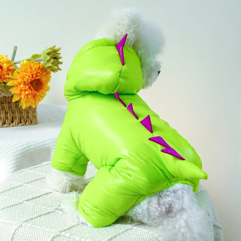 Thickened Warm Dinosaur Four legged Dog Fur Coat with Hat