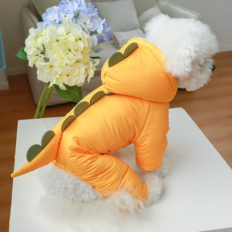 Thickened Warm Dinosaur Four legged Dog Fur Coat with Hat
