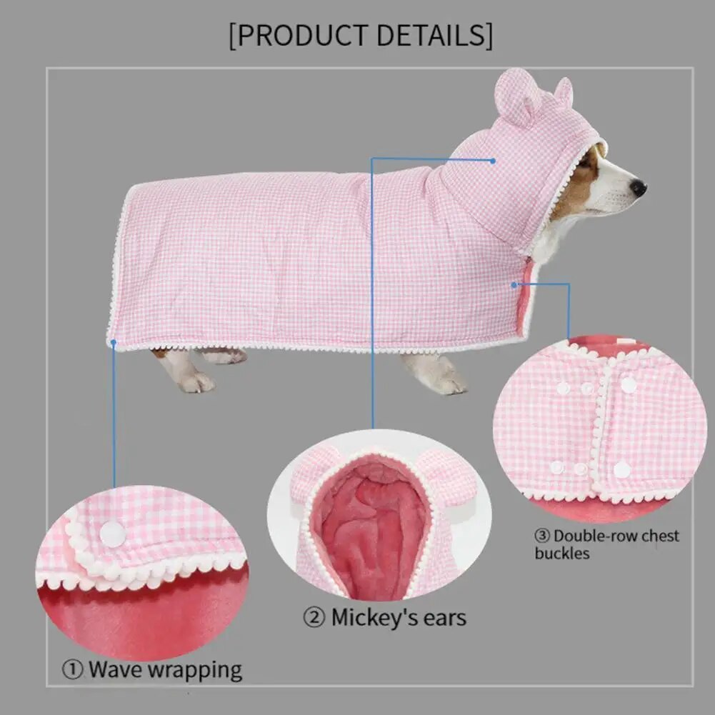 Pet Plaid Shawl Cat Cape Thickening Warm Flannel Pet Nightgown