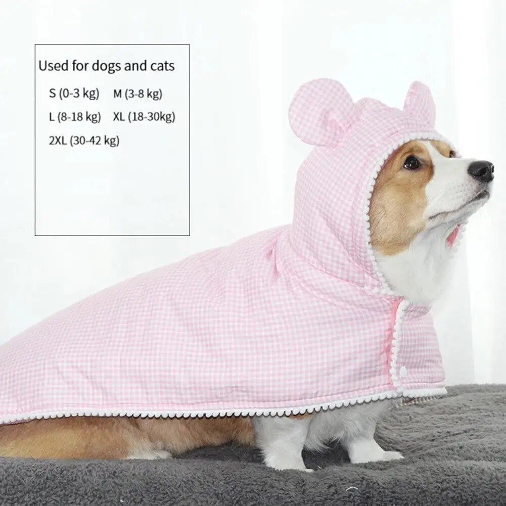 Pet Plaid Shawl Cat Cape Thickening Warm Flannel Pet Nightgown