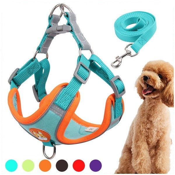 Pet Dog Harness and Leash Set Adjustable Reflective Leashes Set