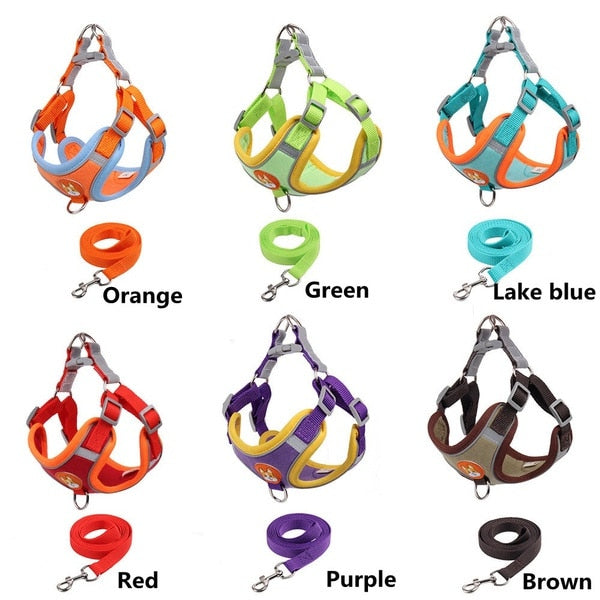 Pet Dog Harness and Leash Set Adjustable Reflective Leashes Set