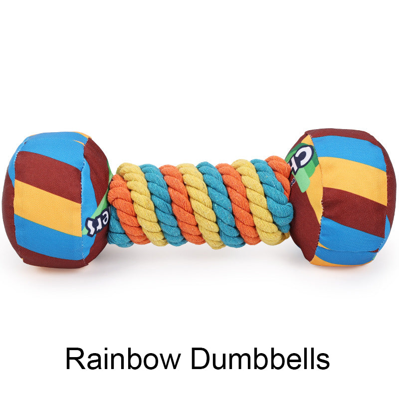 Pet Dog Rainbow Twist Candy Toy Resist Cotton Dog Ropes Ball Soundmaking Chew Interactive Toys