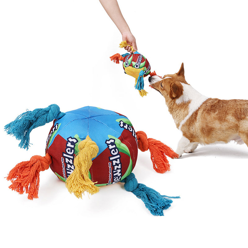 Pet Dog Rainbow Twist Candy Toy Resist Cotton Dog Ropes Ball Soundmaking Chew Interactive Toys