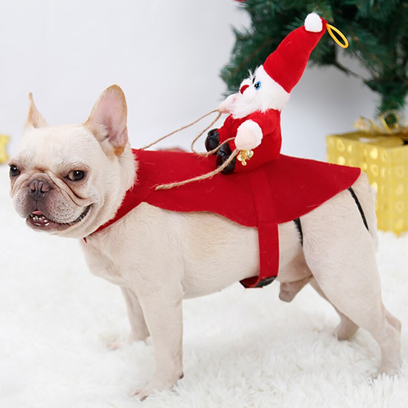 Pet Dog Santa Costume Pet Dog Costume Riding Snowman Dog Outfit
