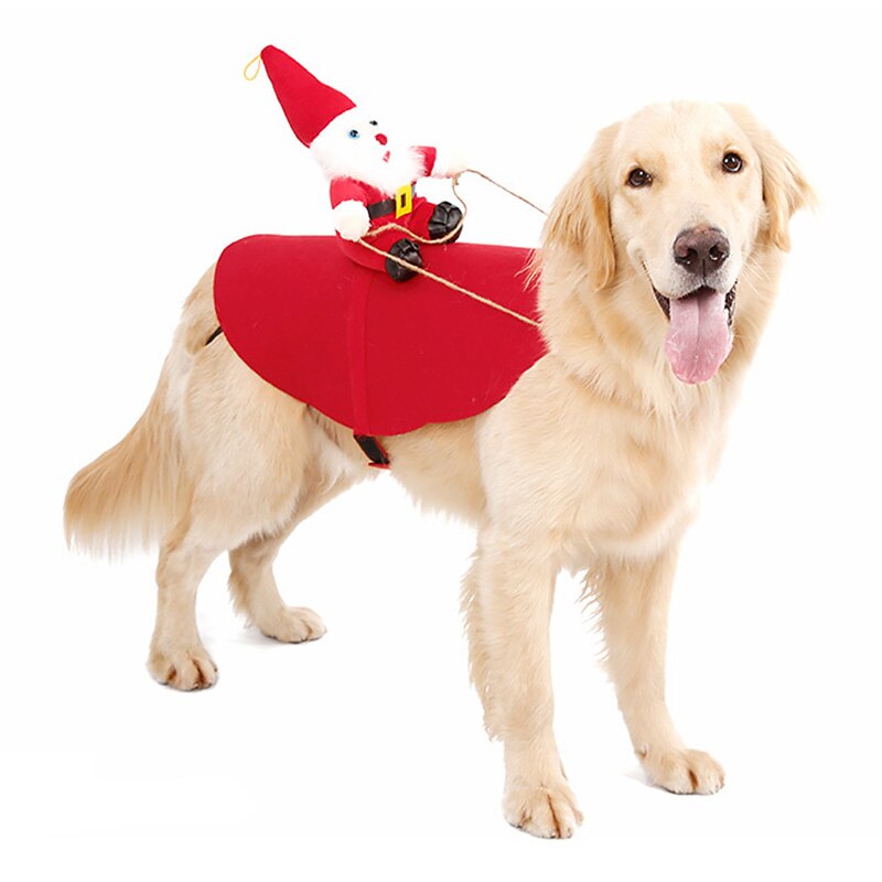 Pet Dog Santa Costume Pet Dog Costume Riding Snowman Dog Outfit