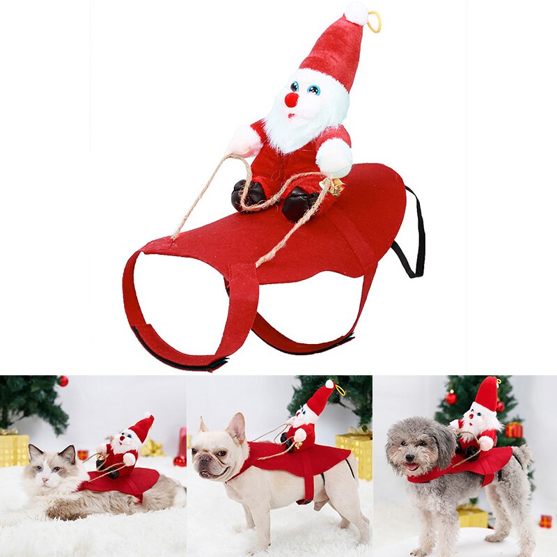 Pet Dog Santa Costume Pet Dog Costume Riding Snowman Dog Outfit