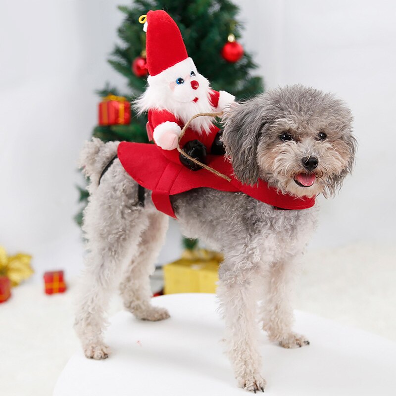 Pet Dog Santa Costume Pet Dog Costume Riding Snowman Dog Outfit