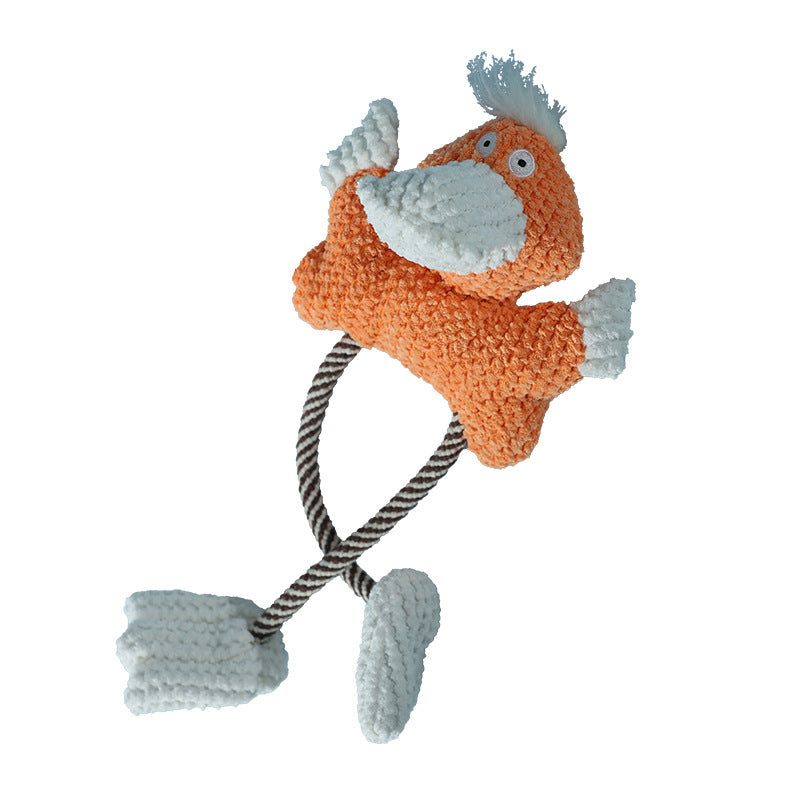 Pet Dog Toy Cartoon Shape Tear-resistant Cotton Rope Chewing Plush Doll Pet Dog Toy
