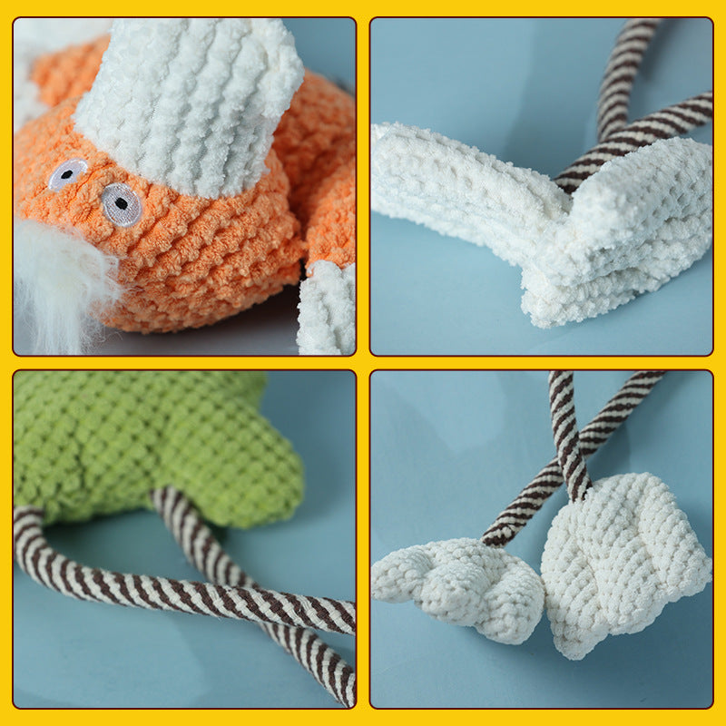 Pet Dog Toy Cartoon Shape Tear-resistant Cotton Rope Chewing Plush Doll Pet Dog Toy