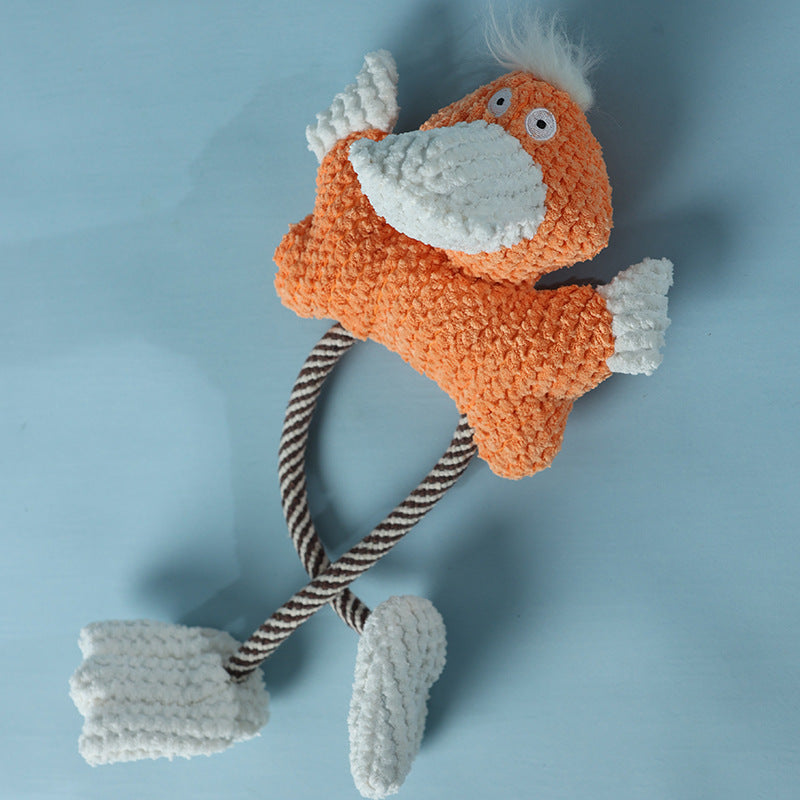 Pet Dog Toy Cartoon Shape Tear-resistant Cotton Rope Chewing Plush Doll Pet Dog Toy