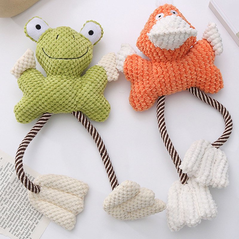 Pet Dog Toy Cartoon Shape Tear-resistant Cotton Rope Chewing Plush Doll Pet Dog Toy