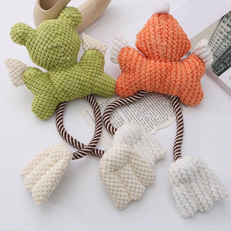 Pet Dog Toy Cartoon Shape Tear-resistant Cotton Rope Chewing Plush Doll Pet Dog Toy