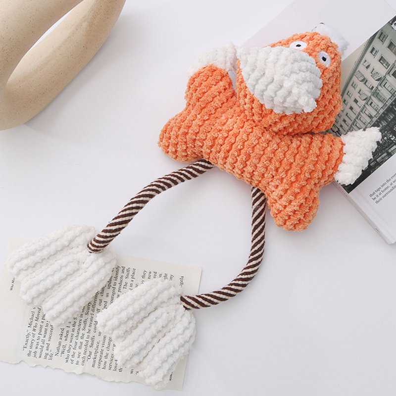 Pet Dog Toy Cartoon Shape Tear-resistant Cotton Rope Chewing Plush Doll Pet Dog Toy
