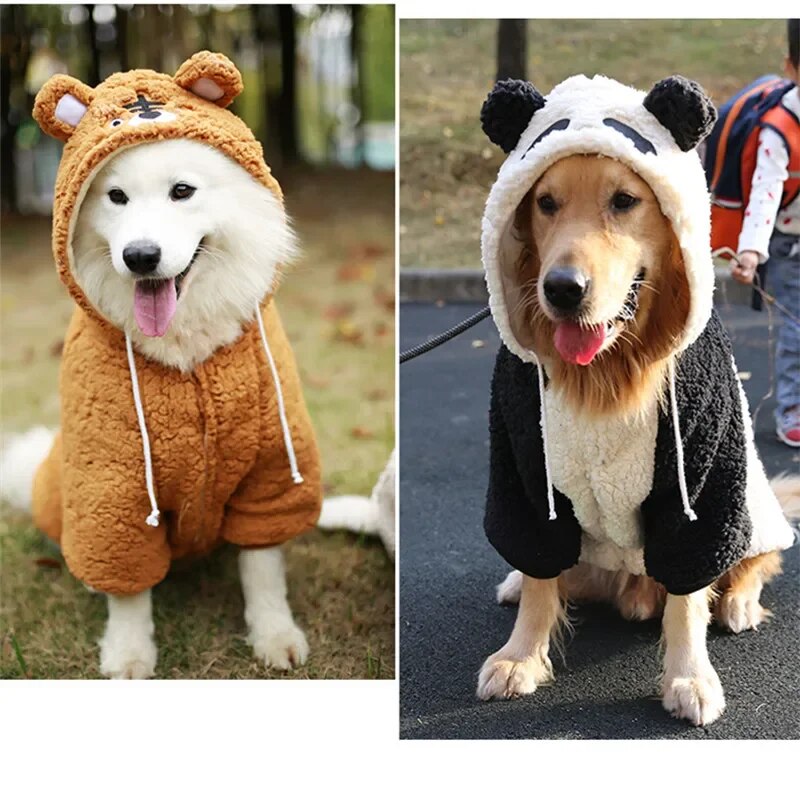 Pet Outfit Hoodie Thick Cotton Padded Clothes Big Dog Coat Jacket