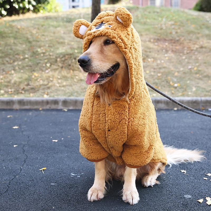 Pet Outfit Hoodie Thick Cotton Padded Clothes Big Dog Coat Jacket