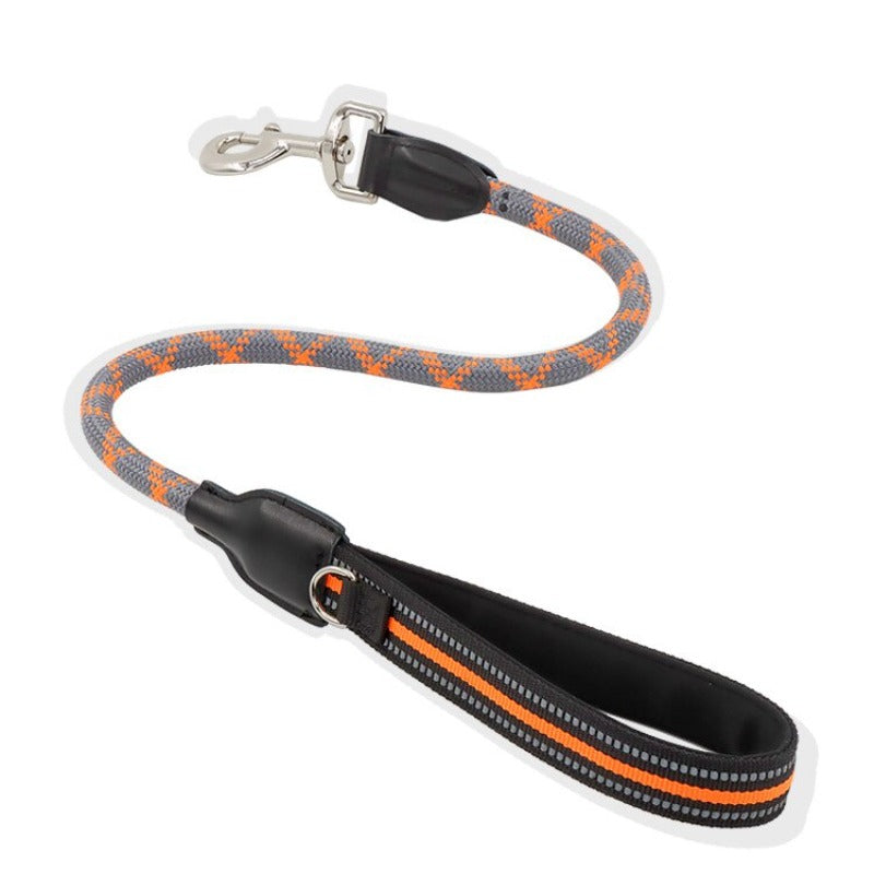 Short Reflective Dog Leash Durable Leather Nylon Dog  Leashes