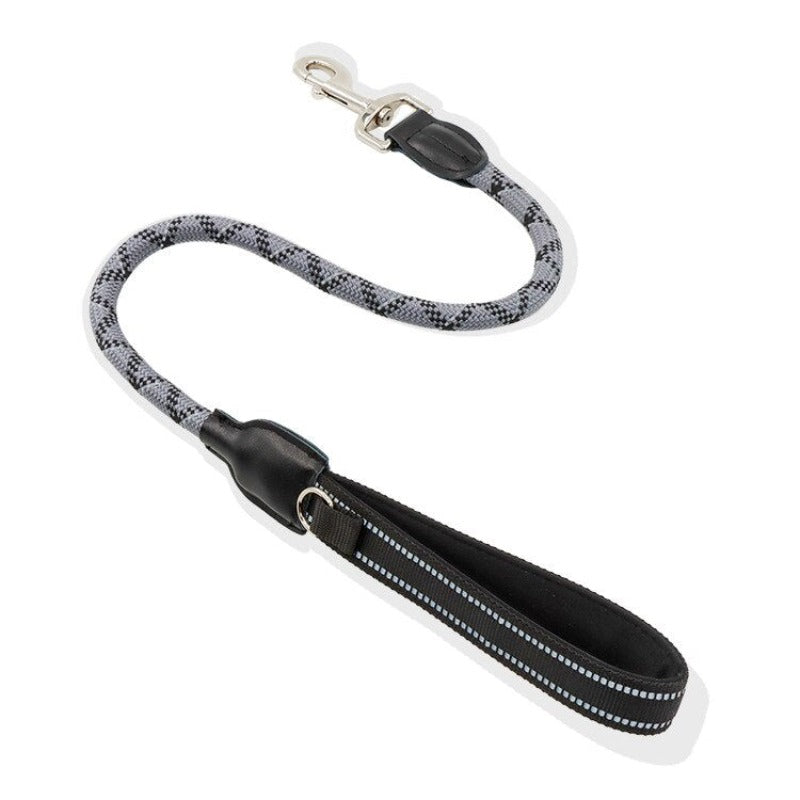 Short Reflective Dog Leash Durable Leather Nylon Dog  Leashes