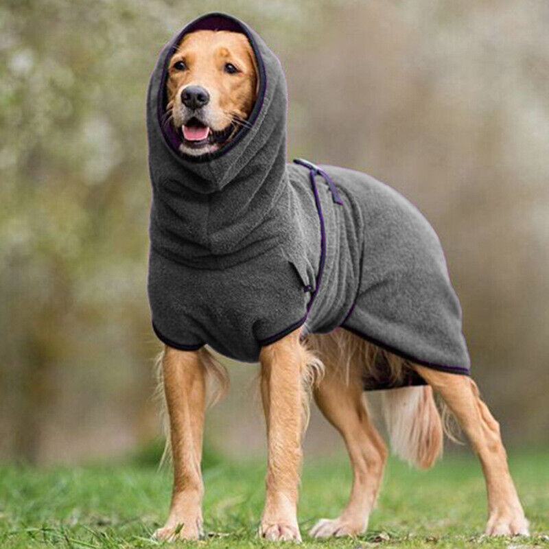Pets Dog Hooded Bathrobe Towelling Drying Robe
