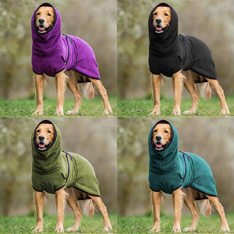 Pets Dog Hooded Bathrobe Towelling Drying Robe