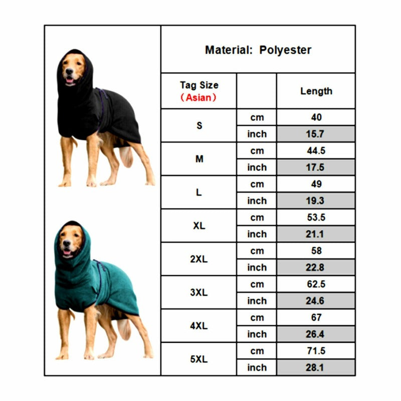Pets Dog Hooded Bathrobe Towelling Drying Robe