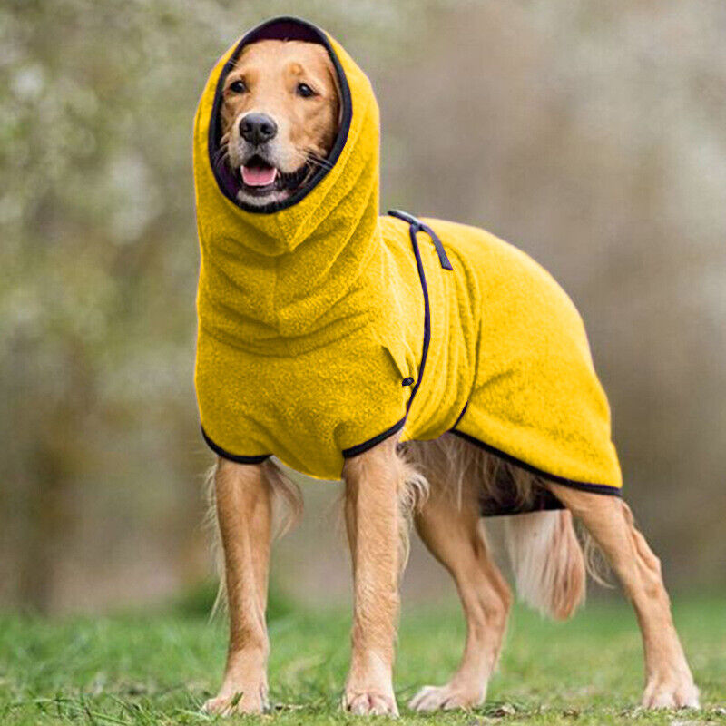 Pets Dog Hooded Bathrobe Towelling Drying Robe